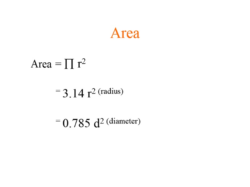 Area Area =  r2         